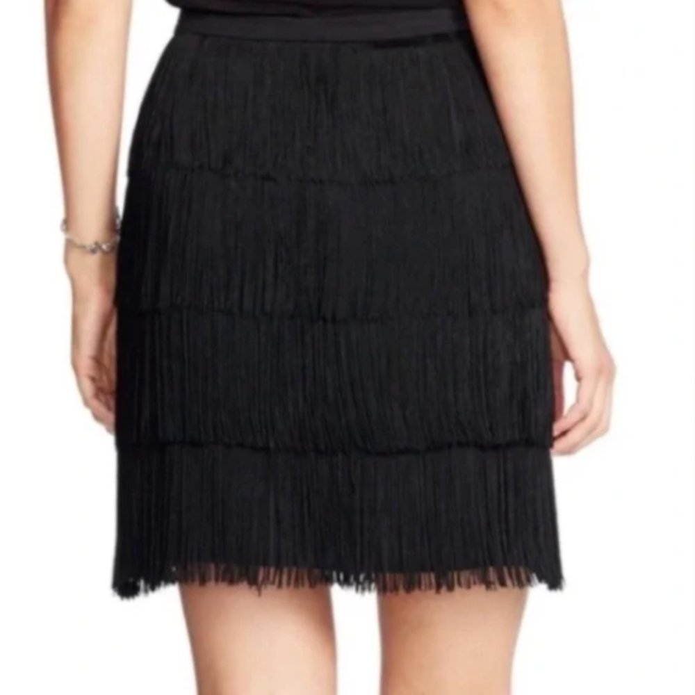 Lauren Ralph Lauren Addie Skirt 6P Petite Black Fringe Tiered Gatsby Flapper NWT - Picture 7 of 13